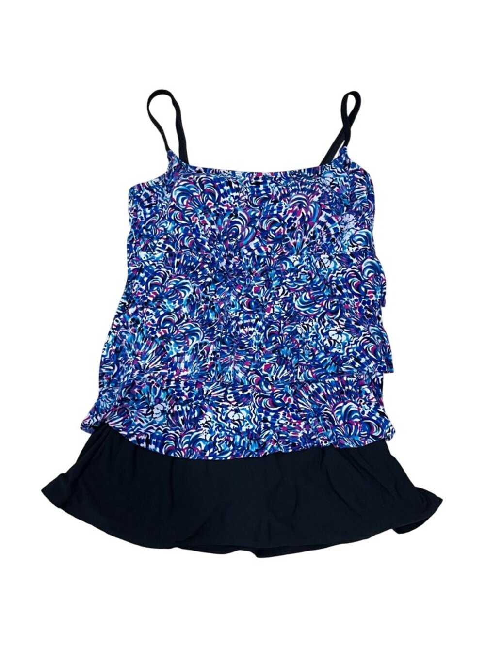 Great Lengths Ruffle Swim Skirtini One Piece Swimsuit Women's Size 8 Pockets